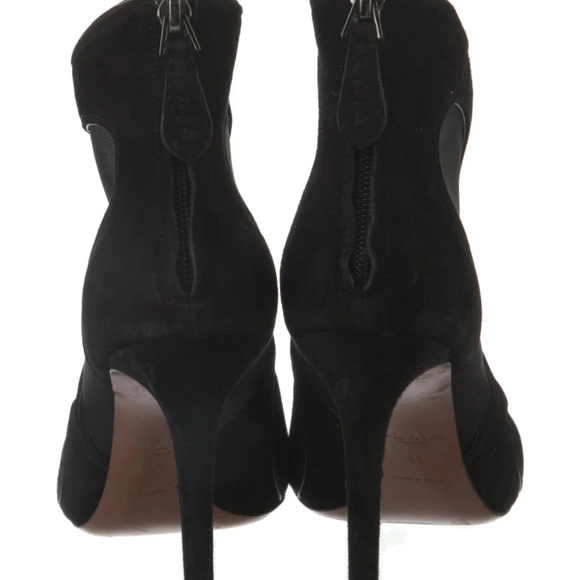 Alaïa Black Suede Mesh Panel Ankle Boots Size 41 / US 11 – Heeled Ankle Boots - Picture 4 of 5
